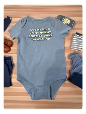 Life Is Good Blue Baby One-Piece Bodysuit with 'Got My Mind On My Mommy' Text